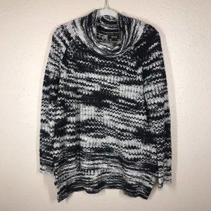 a.n.a Black & Gray Cowl Neck Knit Hi-Low Hem Sweater